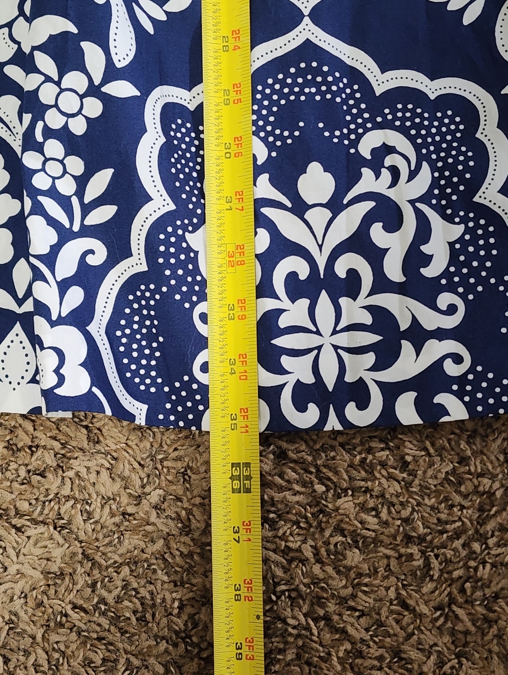 Talbots Petite A Line Midi Skirt 14 Large Navy White Floral Print Boho Coastal - Picture 7 of 10
